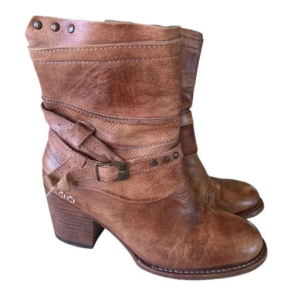 Bed Stu Cobbler Series Brown Leather Distressed Ankle Boots Womens Size 7.5